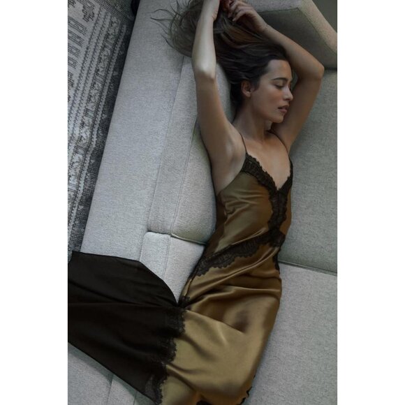 ZARA COMBINATION SATIN LACE DRESS - Picture 2 of 6